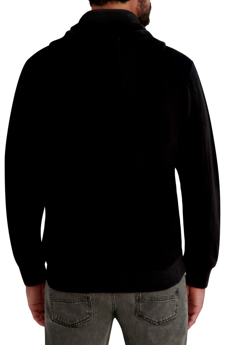 KARL LAGERFELD PARIS Zip Fleece Hoodie, Alternate, color, Black