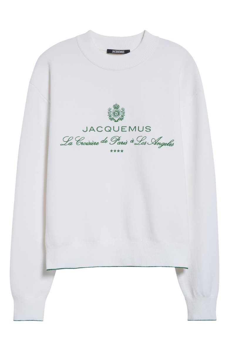 Jacquemus La Maille Venice Embroidered Sweatshirt, Alternate, color, Hotel Address White