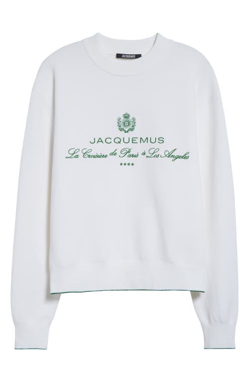 Jacquemus White Sweater With Logo Embroidered On The Front And Short Design In Cotton Woman In Hotel Address White