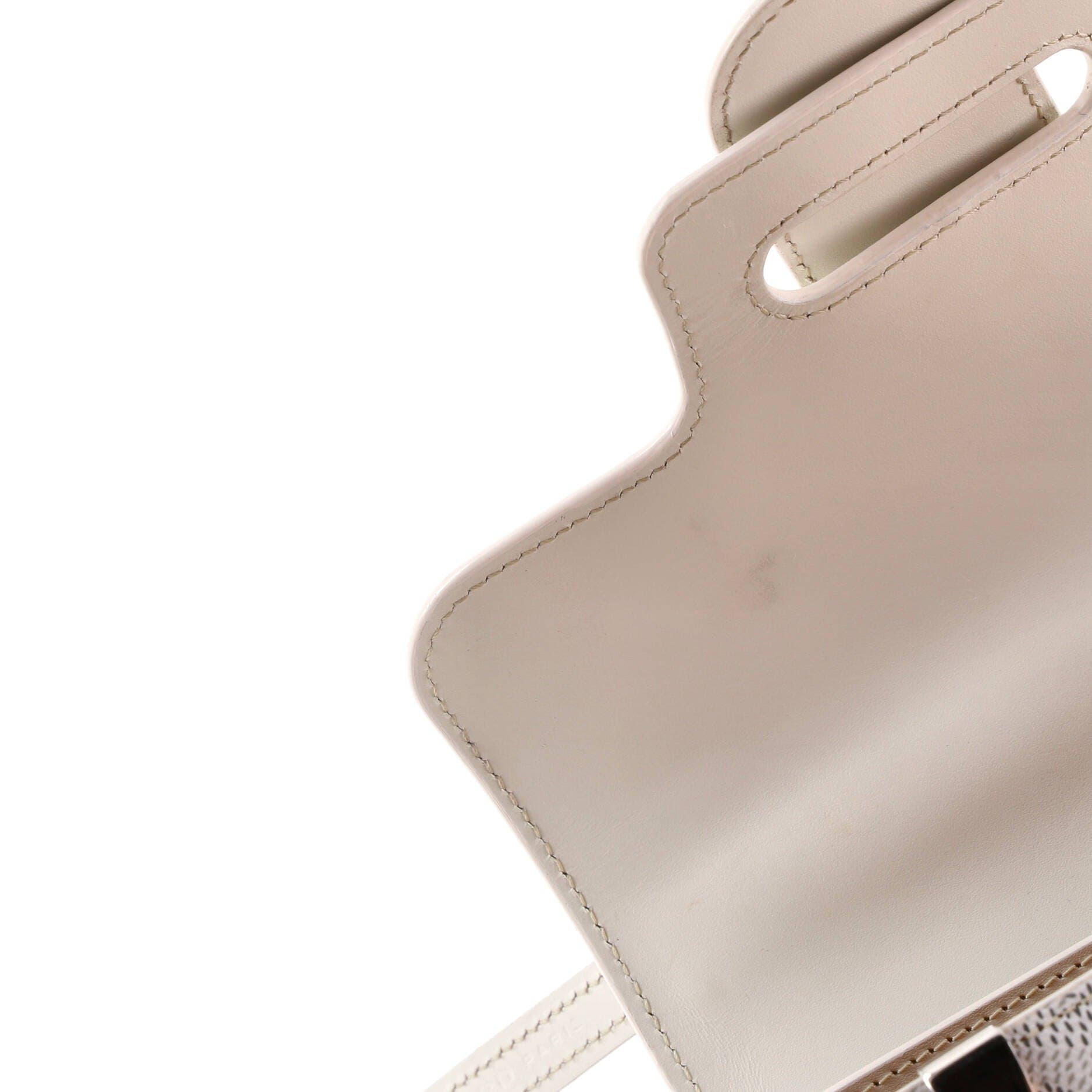 Pre-Owned Goyard Structured Saigon Top Handle Bag Coated Canvas with Leather Mini, Alternate, color, White