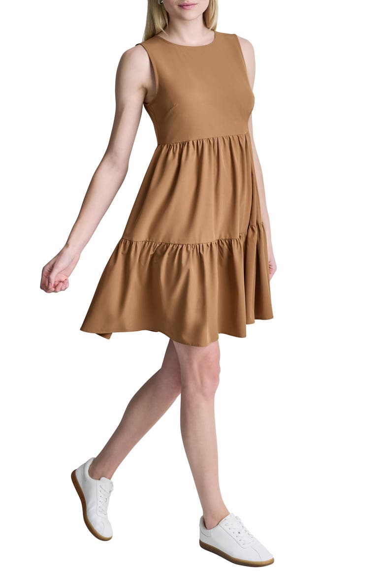 Commuter Sleeveless Swing Minidress, Alternate, color, LUGGAGE
