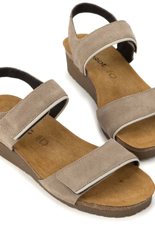 Naot Aisha Wedge Sandal In Almond Suede/soft Ivory