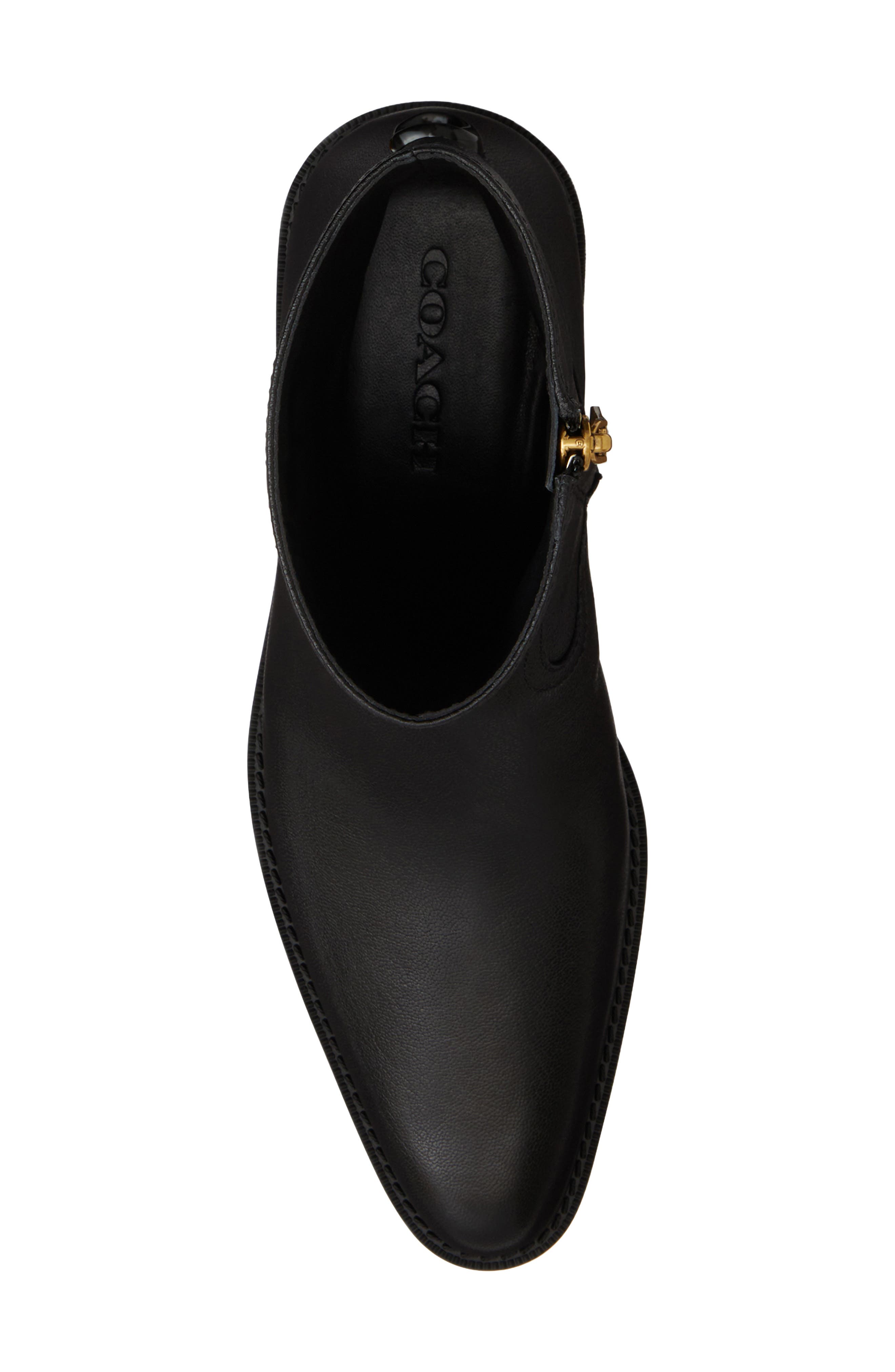 Pointed Toe Leather Bootie, Alternate, color, BLACK