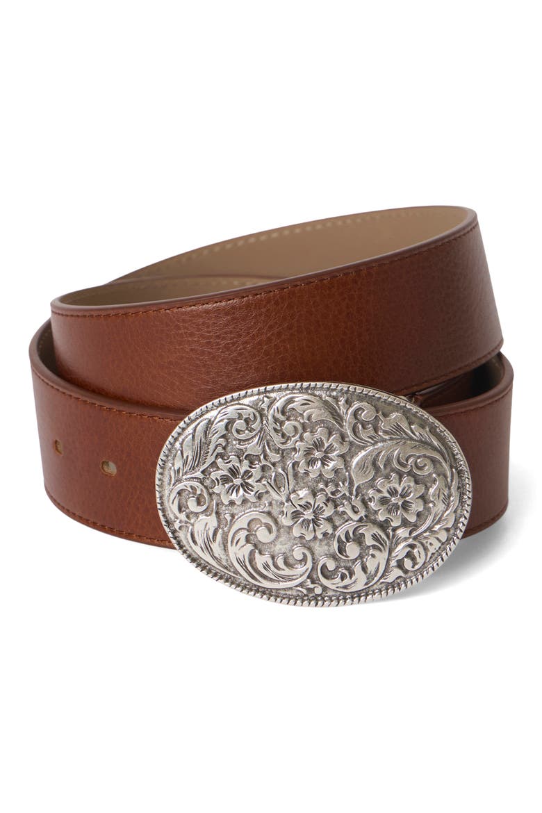 Carter Colt Leather Belt, Alternate, color, COGNAC SILVER