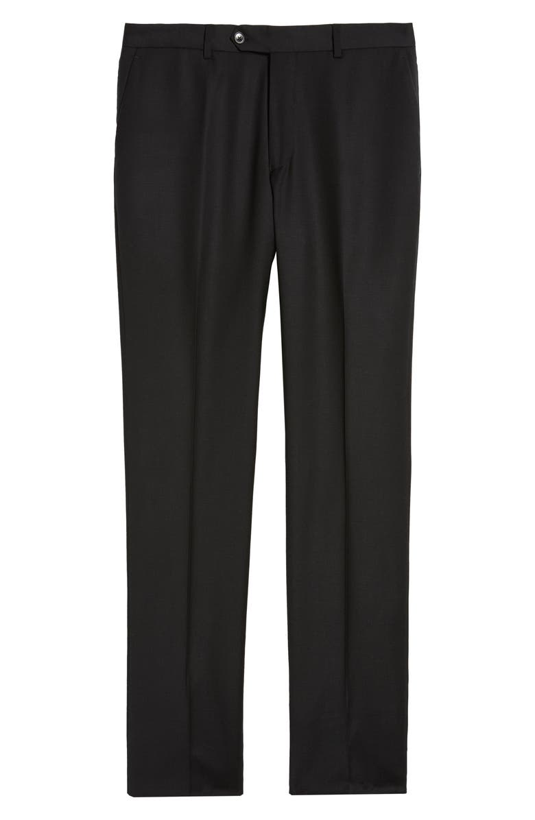 Strong Suit Flat Front Stretch Solid Wool Trousers, Alternate, color,