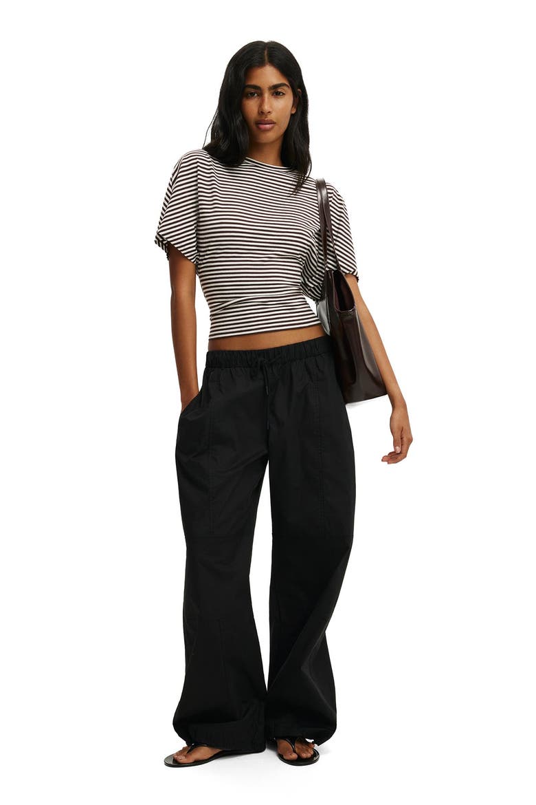 Women's Blair Batwing Short Sleeve Tee, Alternate, color, Madi Stripe Dark Oak Vintage