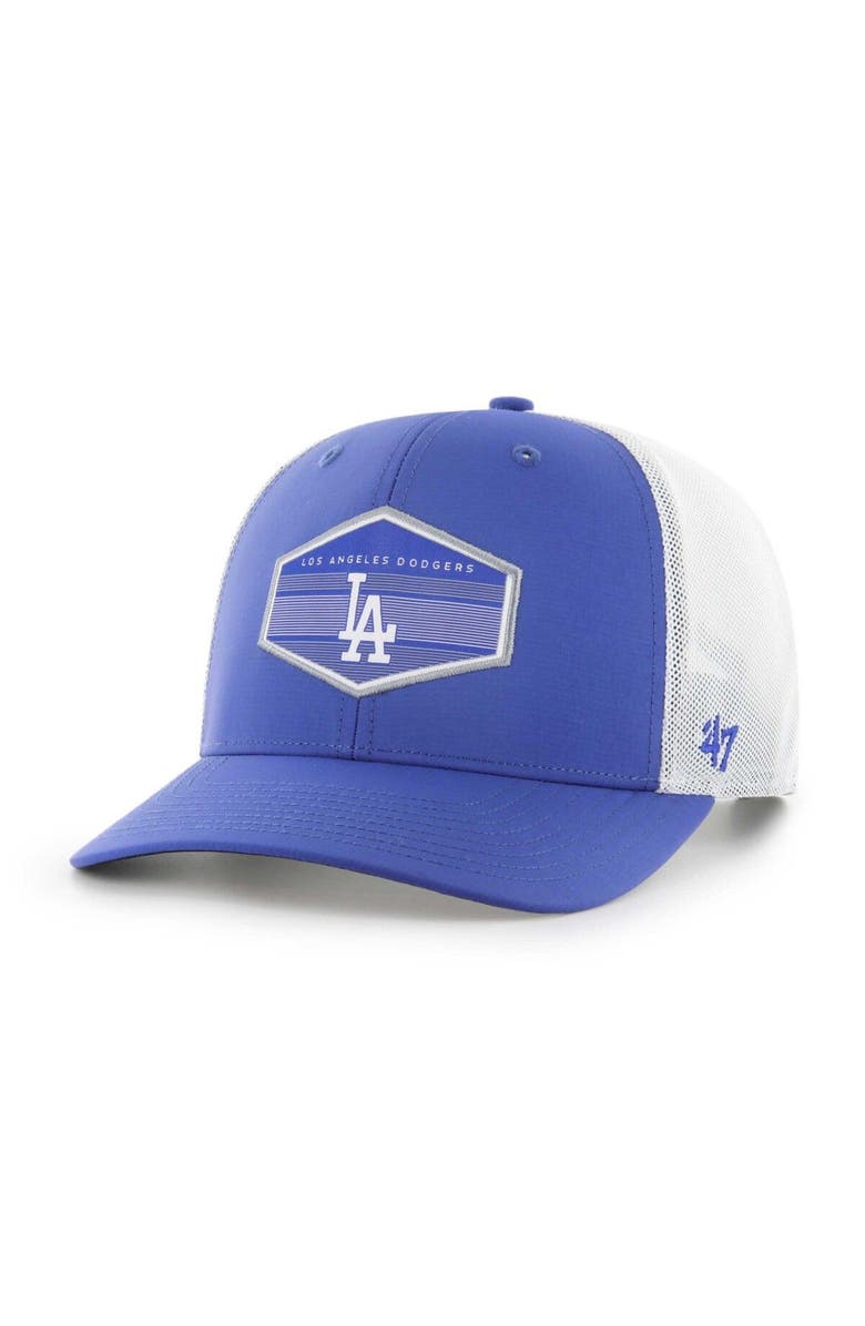 '47 Men's '47 Royal/White Los Angeles Dodgers Burgess Trucker Snapback Hat, Main, color, Royal