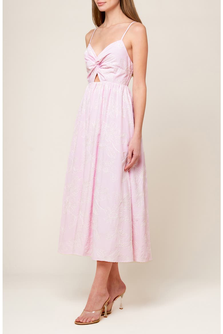 Floral Embroidered Twist Front Sundress, Alternate, color, PINK