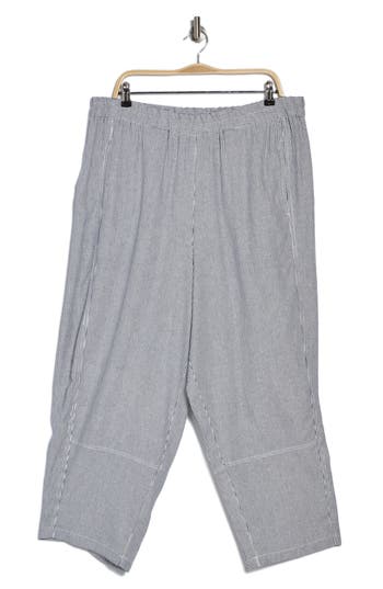 Max Studio Stripe Linen Blend Crop Barrel Leg Pants