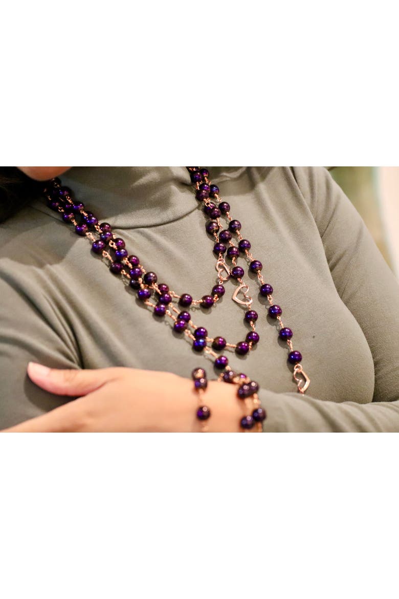 Violet Purple Hematite 3-Layer Necklace, Alternate, color, Purple