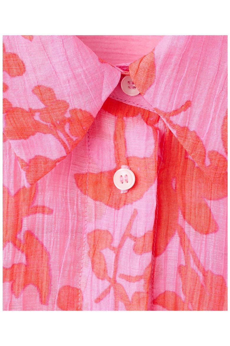Relaxed Fit Crinkle Button-Up Shirt, Alternate, color, PINK