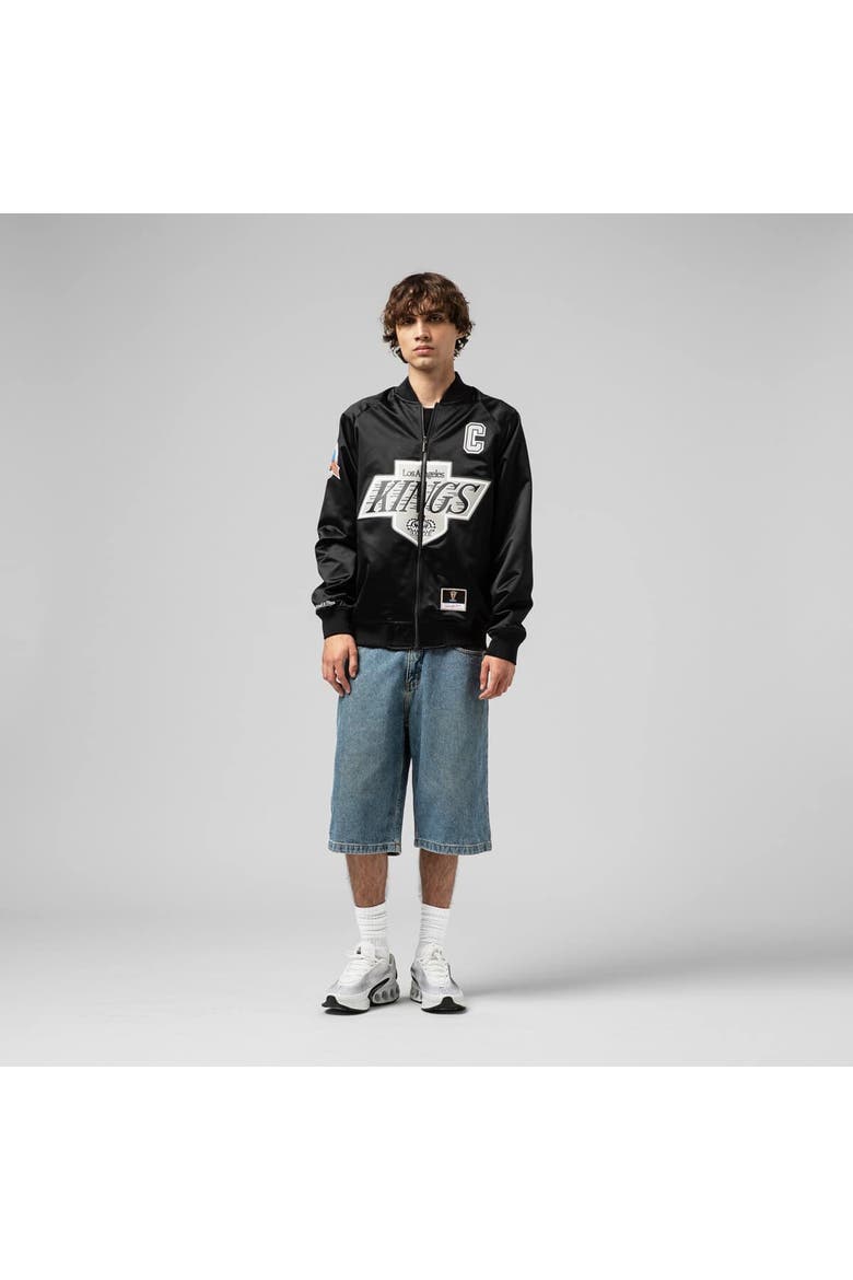 Unisex Mitchell & Ness Wayne Gretzky Black Los Angeles Kings Maxxed Out Full-Zip Satin Jacket, Alternate, color, Black