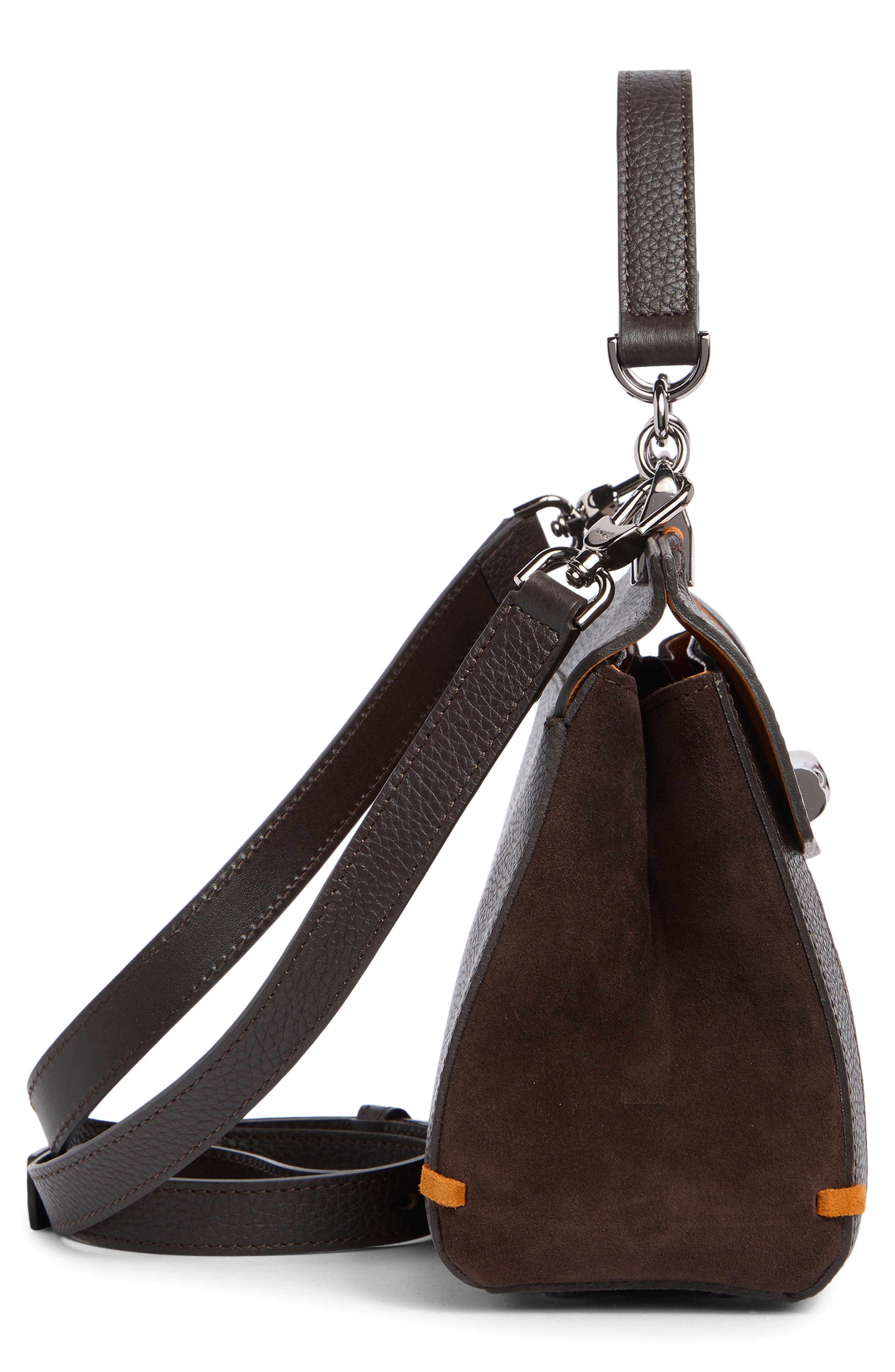 Longchamp Madeleine Leather Crossbody Bag, Alternate, color, Ebony