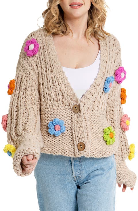 Chunky Floral Crochet Cardigan