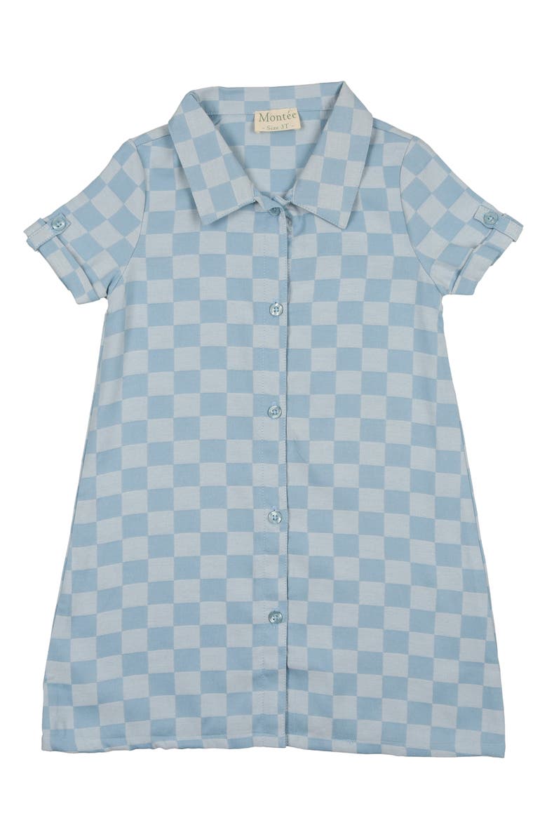Manière Kids' Check Denim Shirtdress, Main, color, 