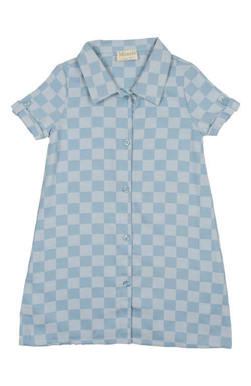 Maniere Manière Kids' Check Denim Shirtdress In Blue