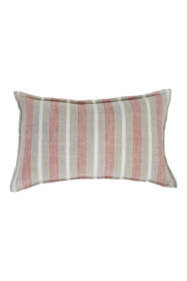 Montecito Stripe Linen Accent Pillow, Main, color, TERRA COTTA/ NATURAL
