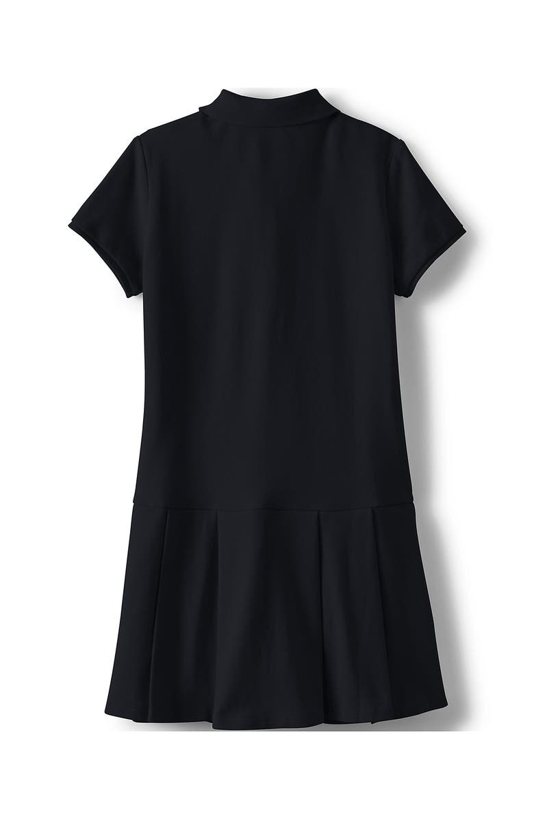 Lands' End School Uniform Girls Short Sleeve Mesh Pleated Polo Dress, Alternate, color, Black