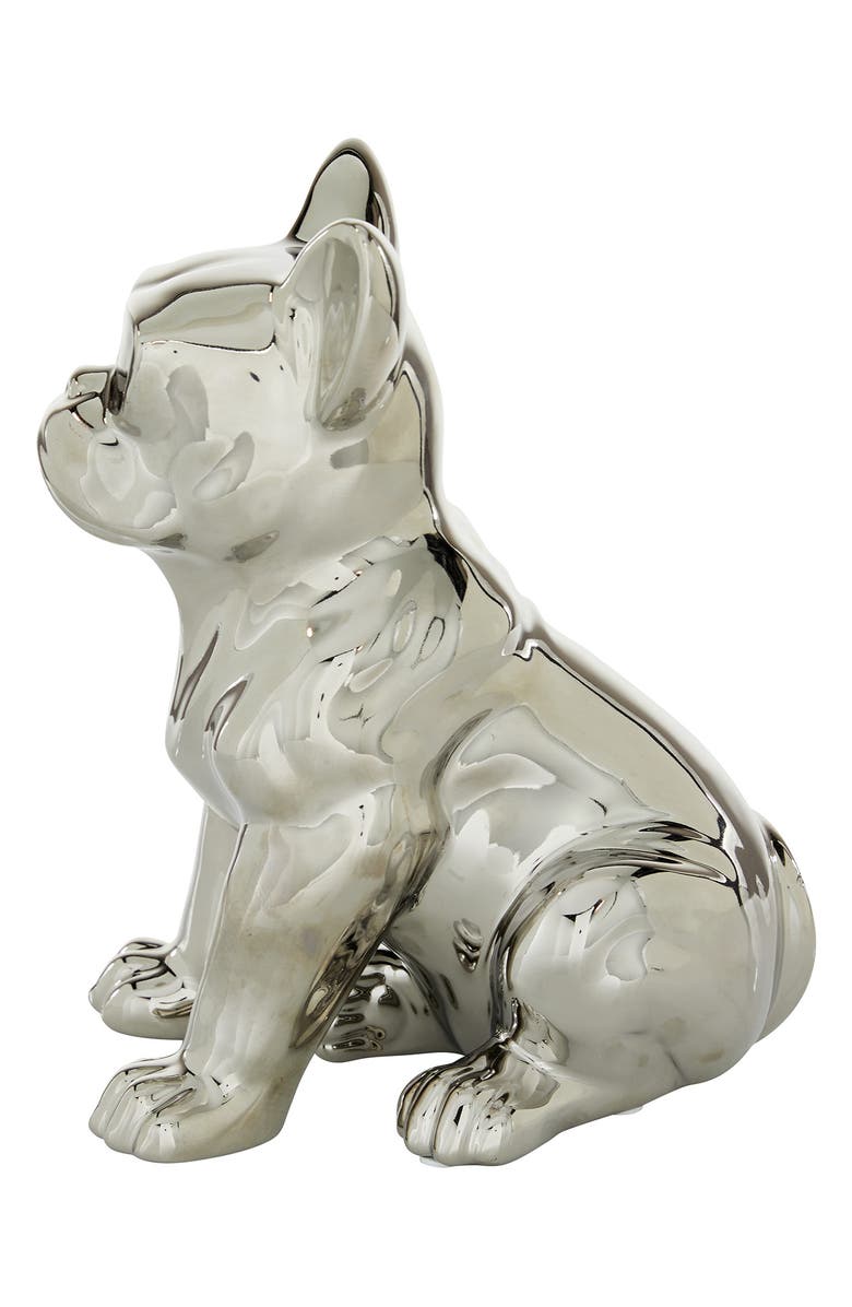 COSMO BY COSMOPOLITAN Silvertone Ceramic Bulldog Sculpture with Sunglasses, Alternate, color, Silver