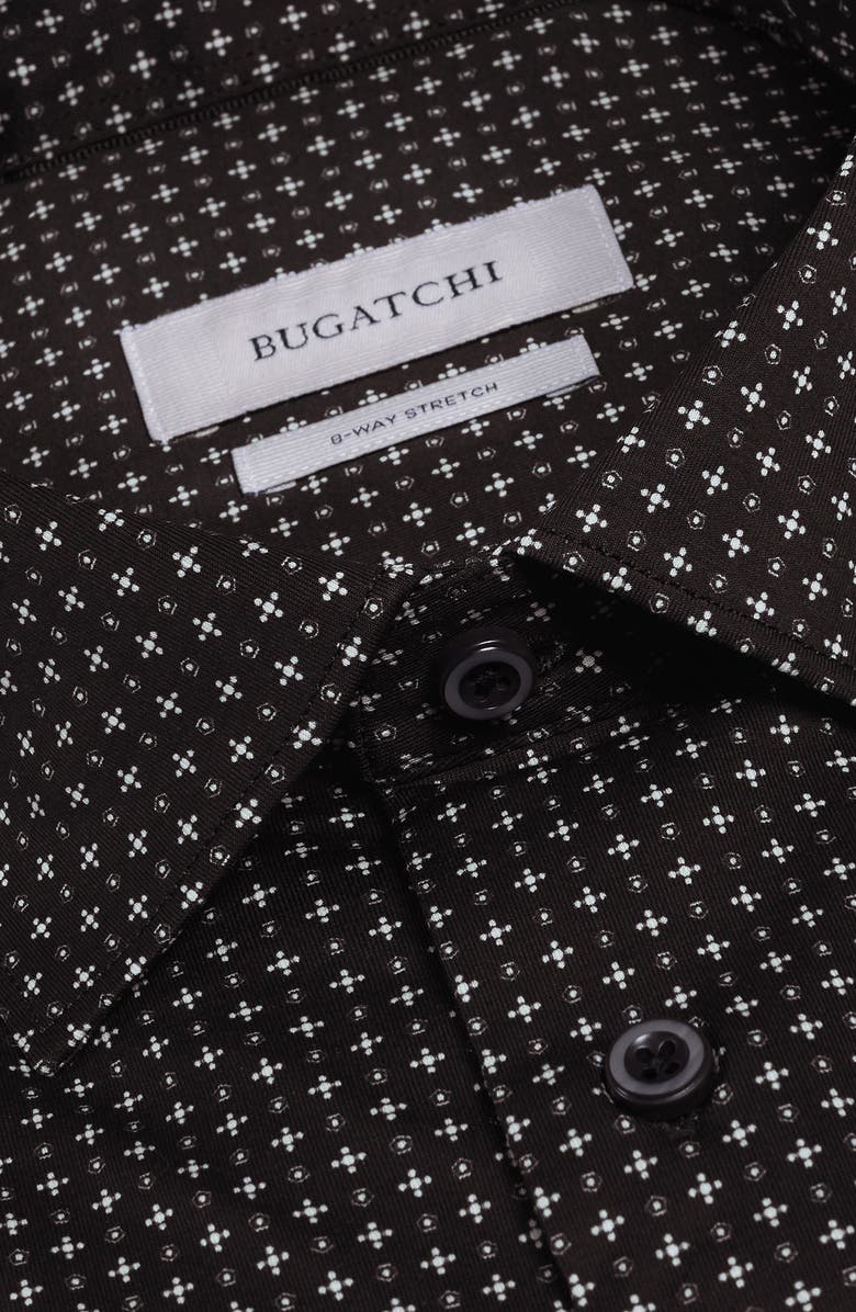 Bugatchi James OoohCotton<sup>®</sup> Geometric Print Button-Up Shirt, Alternate, color, Black
