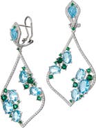 SAVVY CIE JEWELS Sterling Silver CZ Cluster Open Drop Earrings