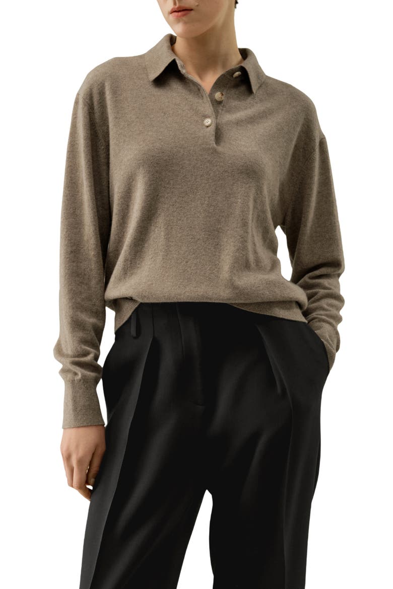Women's Baby Cashmere Polo Shirt, Main, color, Dolma