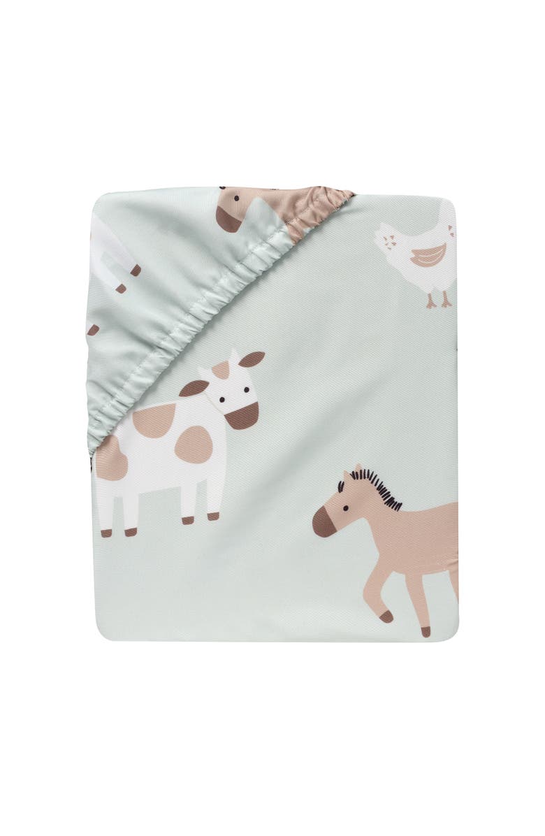 Bedtime Originals Farmyard Friends Sage Green Baby Nursery Fitted Crib Sheet, Alternate, color, Cream