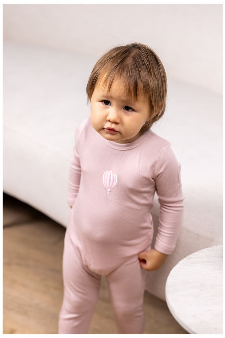 Hot Air Balloon Graphic Footie for Baby Girl, Alternate, color, Pink