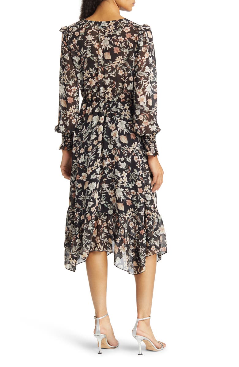 Fraiche by J Melo Floral Ruffle Long Sleeve Midi Dress, Alternate, color, 