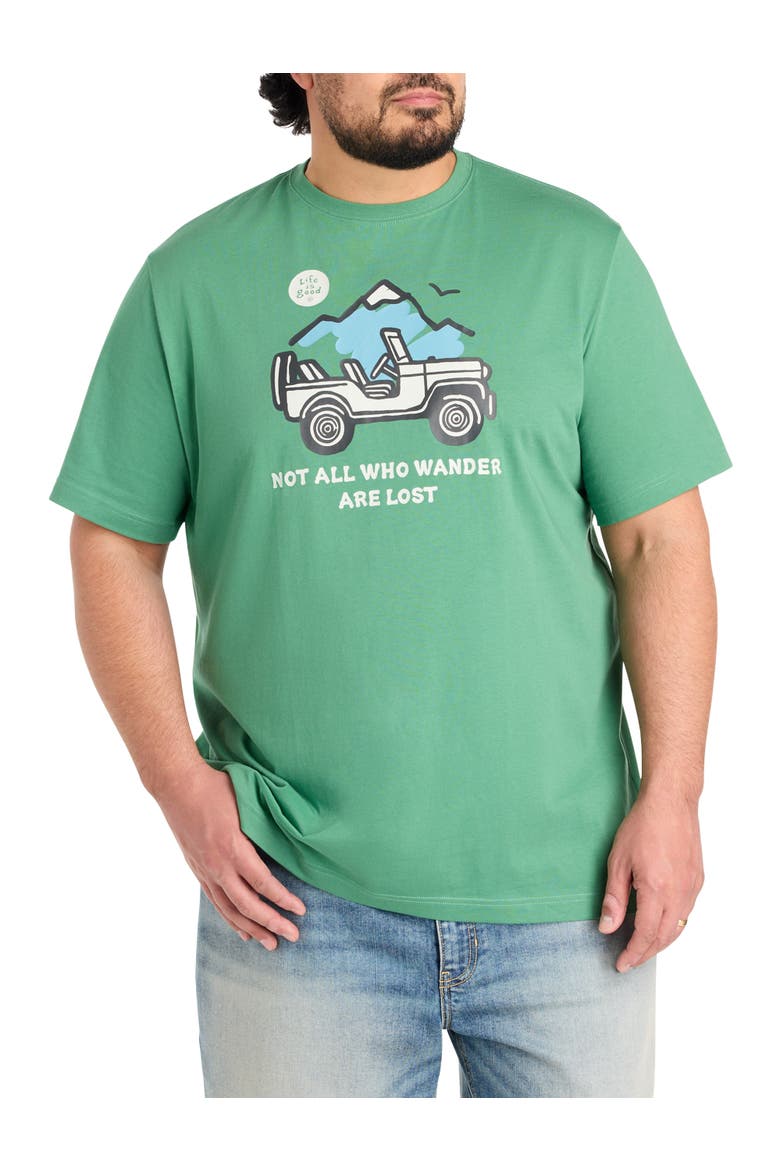 Big & Tall Not All Who Wander Are Lost Graphic T-Shirt, Main, color, GREEN