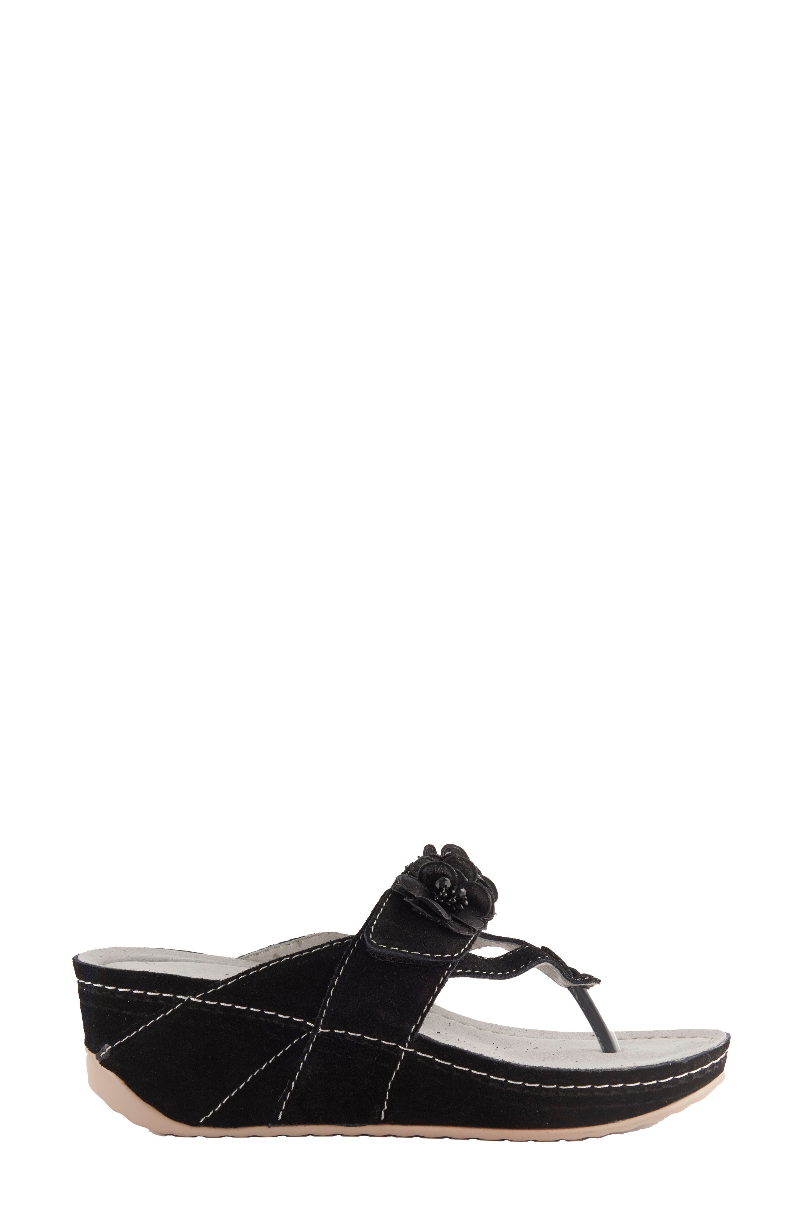 David Tate Garden Wedge Sandal, Alternate, color, Black Suede
