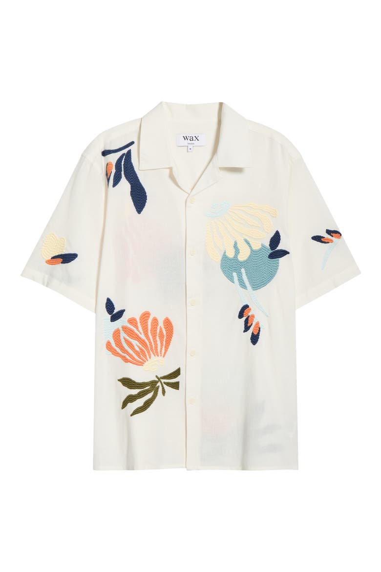 Didcot Embroidered Cotton & Linen Camp Shirt, Alternate, color, ECRU / MULTI