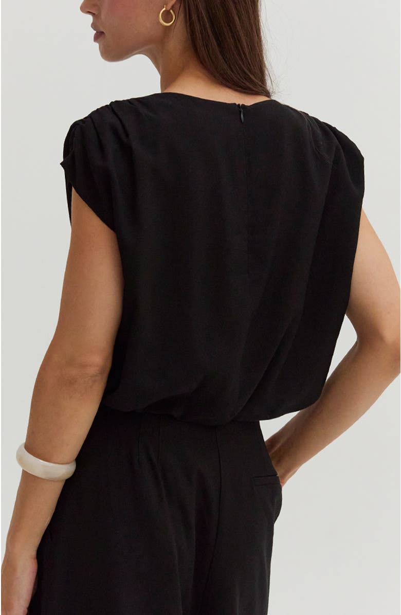 CRESCENT Cap Sleeve Bubble Hem Top, Alternate, color, Black