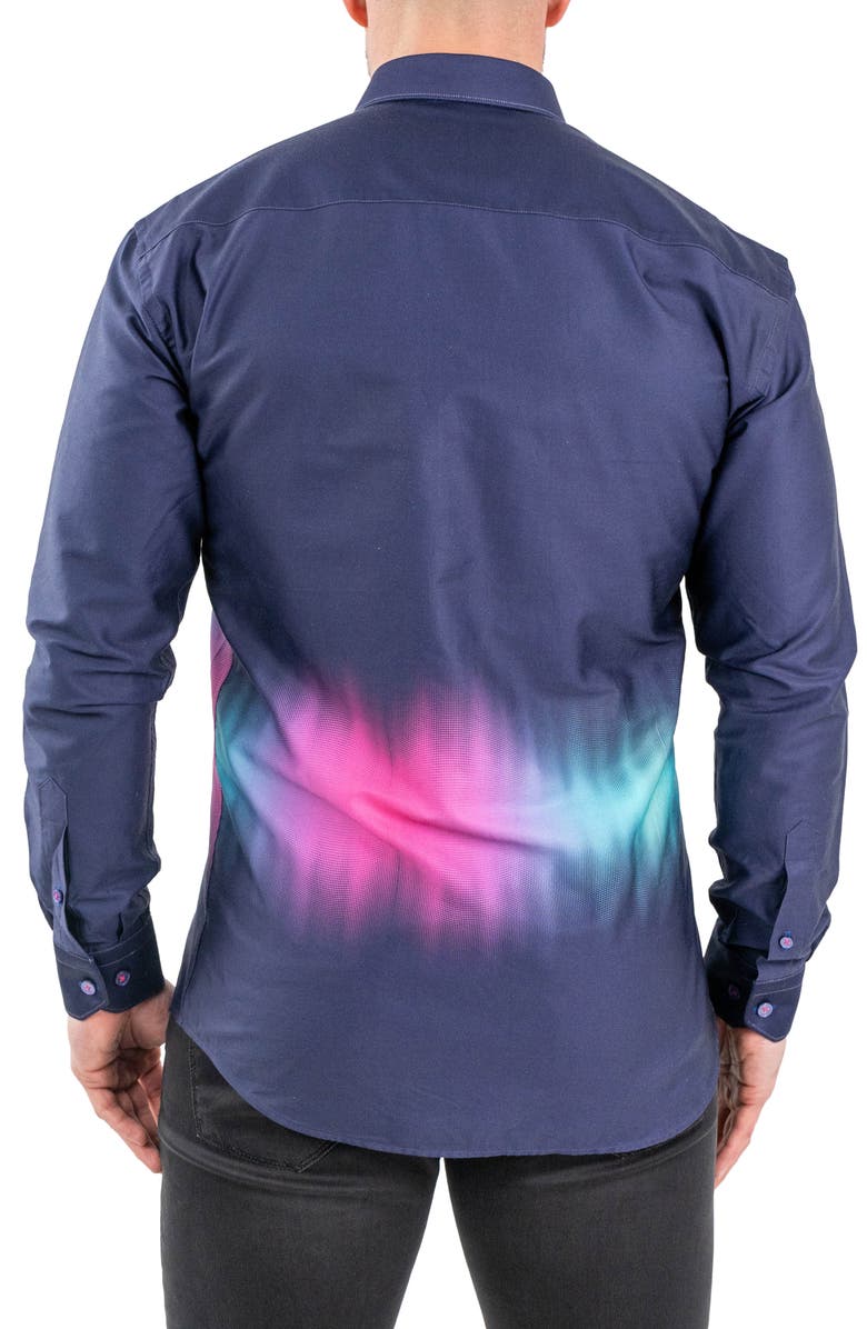 Maceoo Fibonacci Aurora Purple Contemporary Fit Button-Up Shirt, Alternate, color, Purple