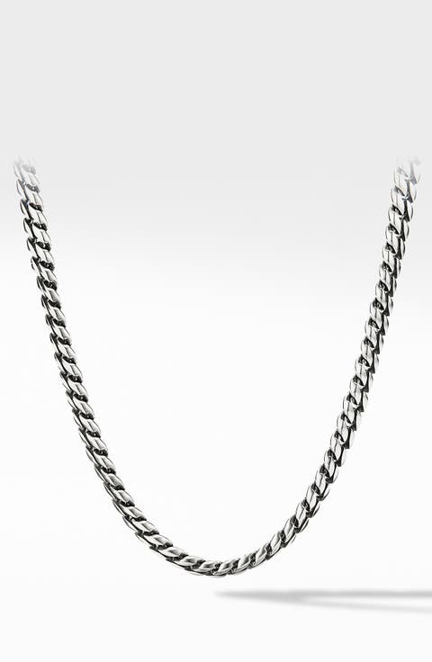 Men's Curb Chain Necklace in Sterling Silver, 8mm
