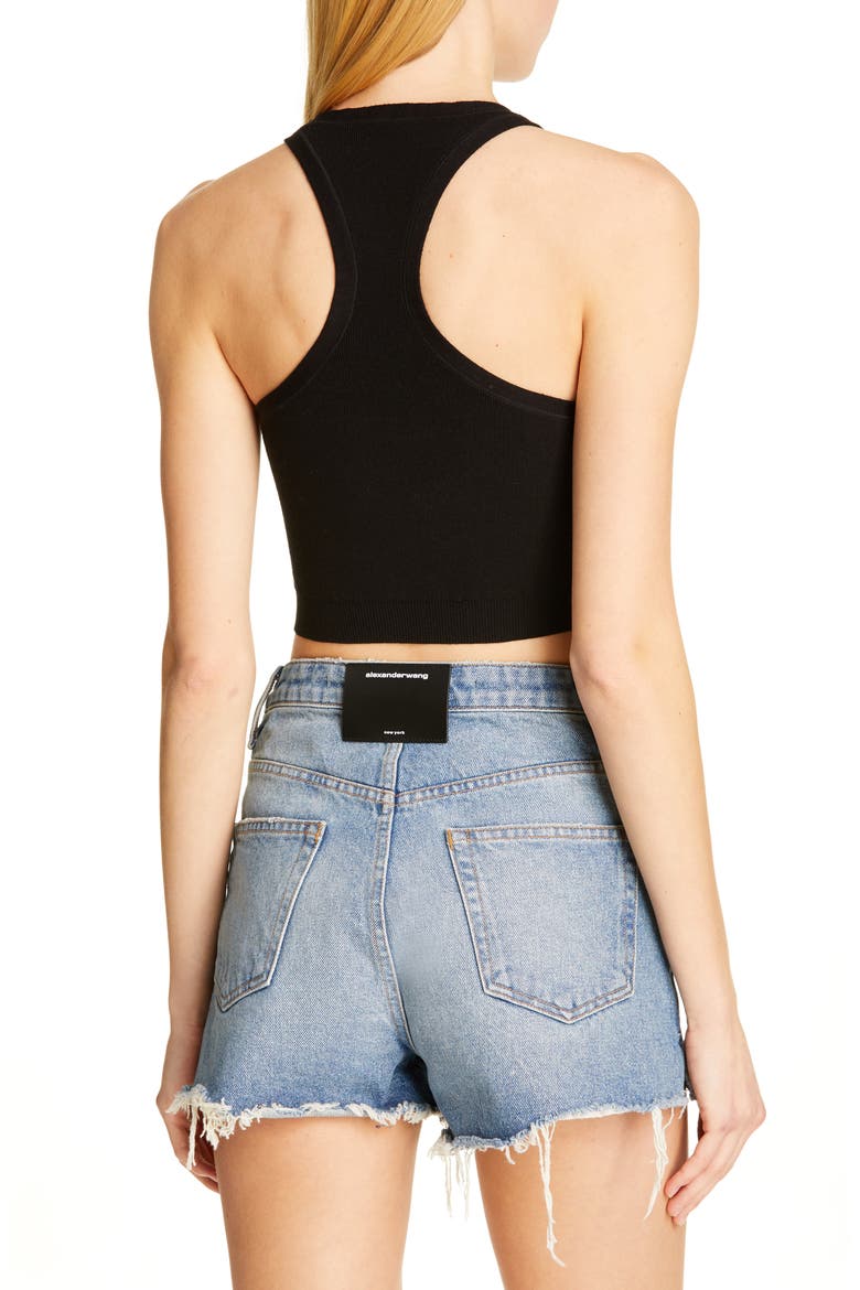 Ribbed Racerback Tank, Alternate, color, BLACK