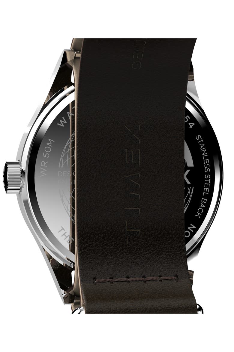 Weekender New England Leather Strap Watch, 39mm, Alternate, color, WHITE