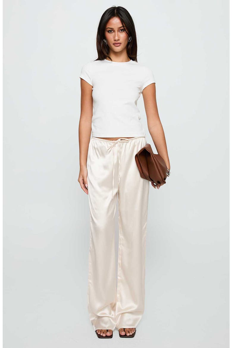 Soul Star Satin Drawstring Wide Leg Pants, Alternate, color, CHAMPAGNE
