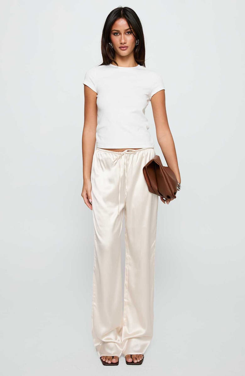 Princess Polly Soul Star Satin Drawstring Wide Leg Pants, Alternate, color, Champagne
