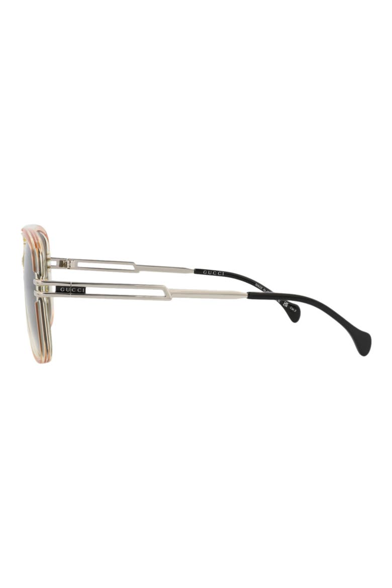 63mm Aviator Sunglasses, Alternate, color, ORANGE SILVER BROWN
