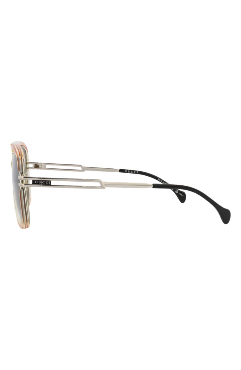 Gucci 63mm Aviator Sunglasses, Alternate, color, Orange Silver Brown