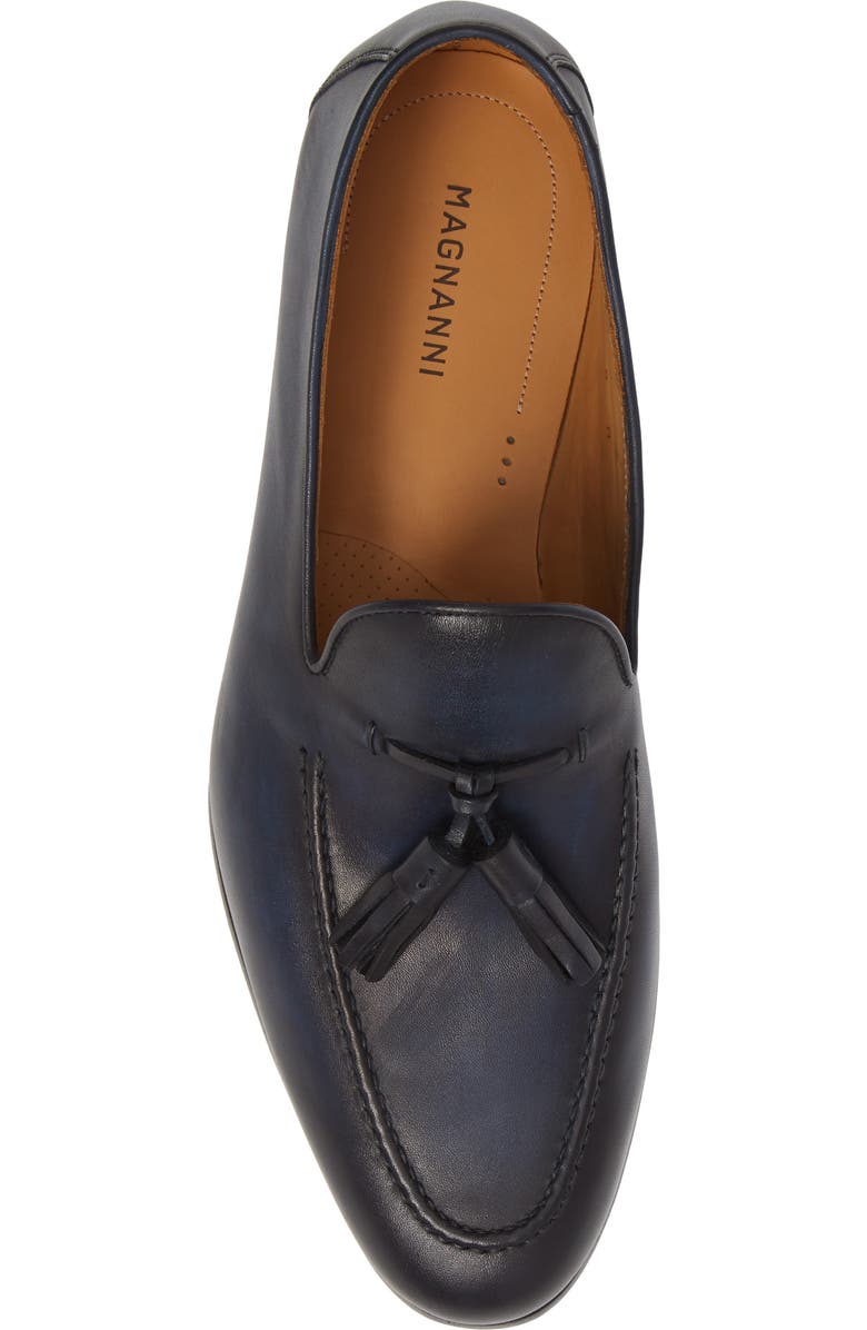 Magnanni Tavares Tassel Loafer, Alternate, color, Navy Leather