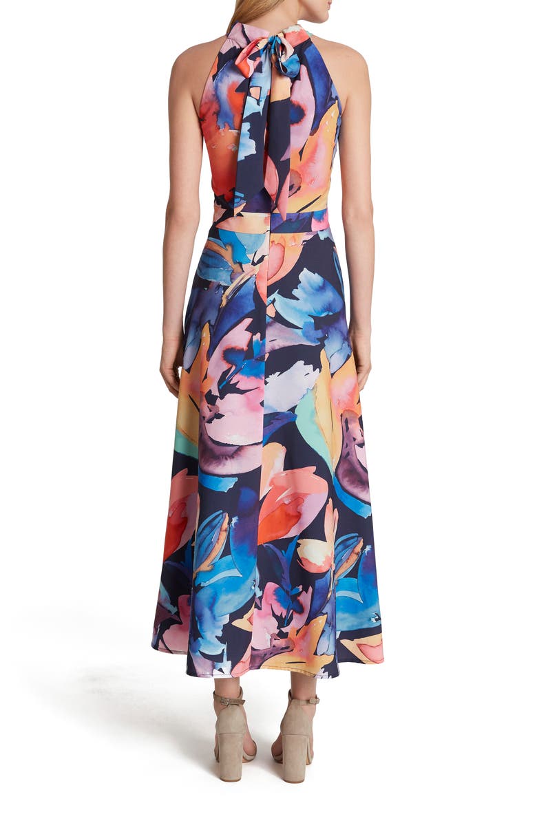 Tahari Halter Neck Midi Dress, Alternate, color, 