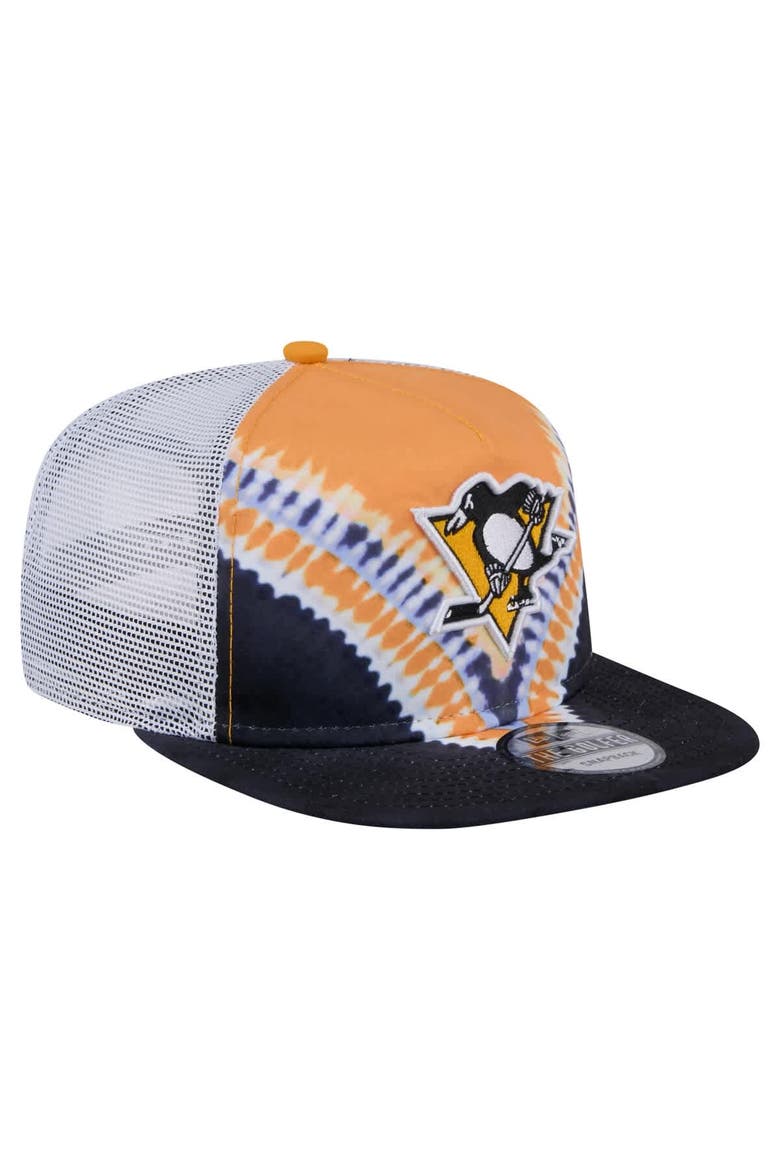 Men's New Era  Black/Gold Pittsburgh Penguins Throwback V-Dye Adjustable Golfer Hat, Alternate, color, Black