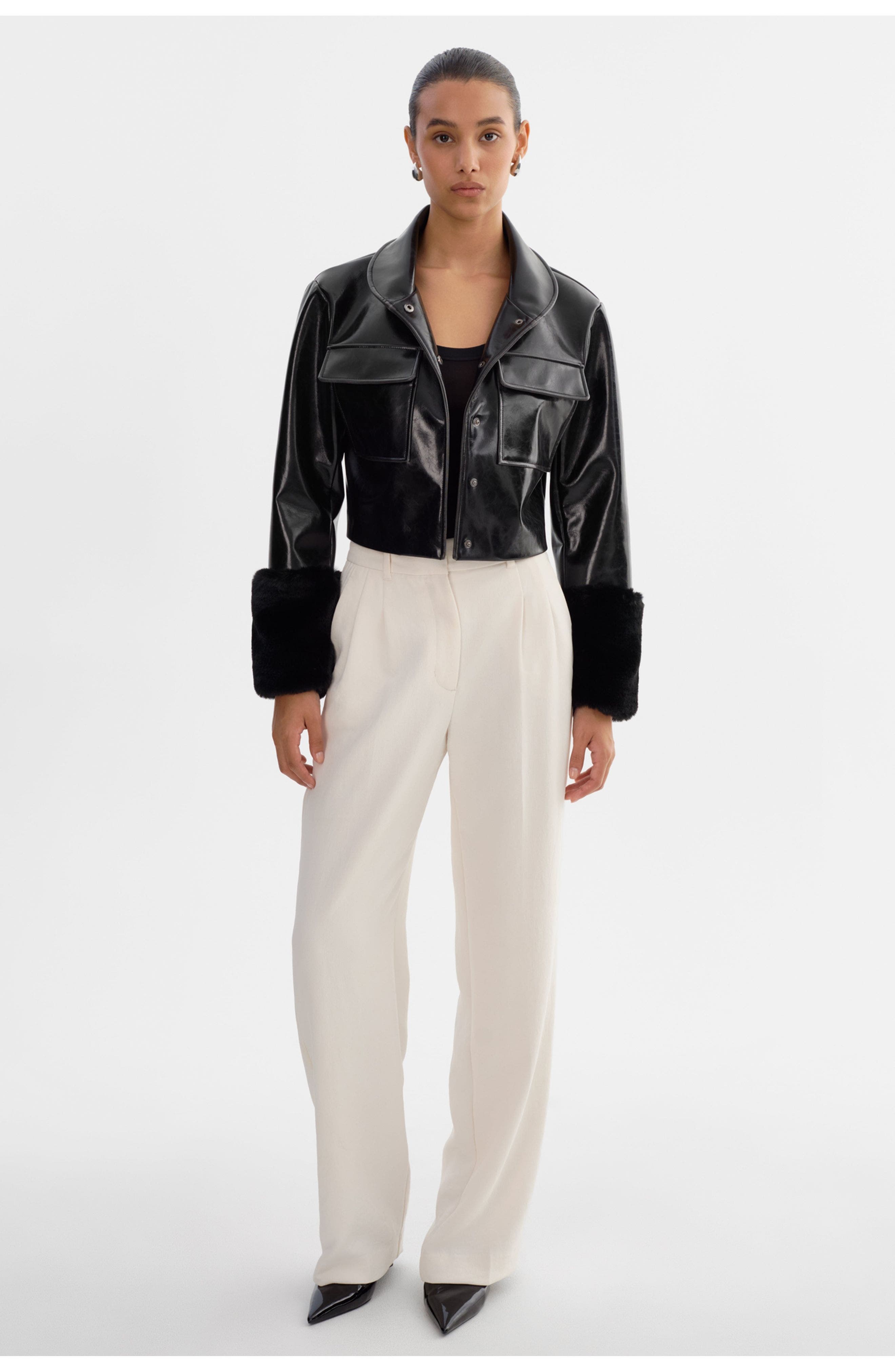 Hedda | Cropped Faux Leather Jacket - image 2