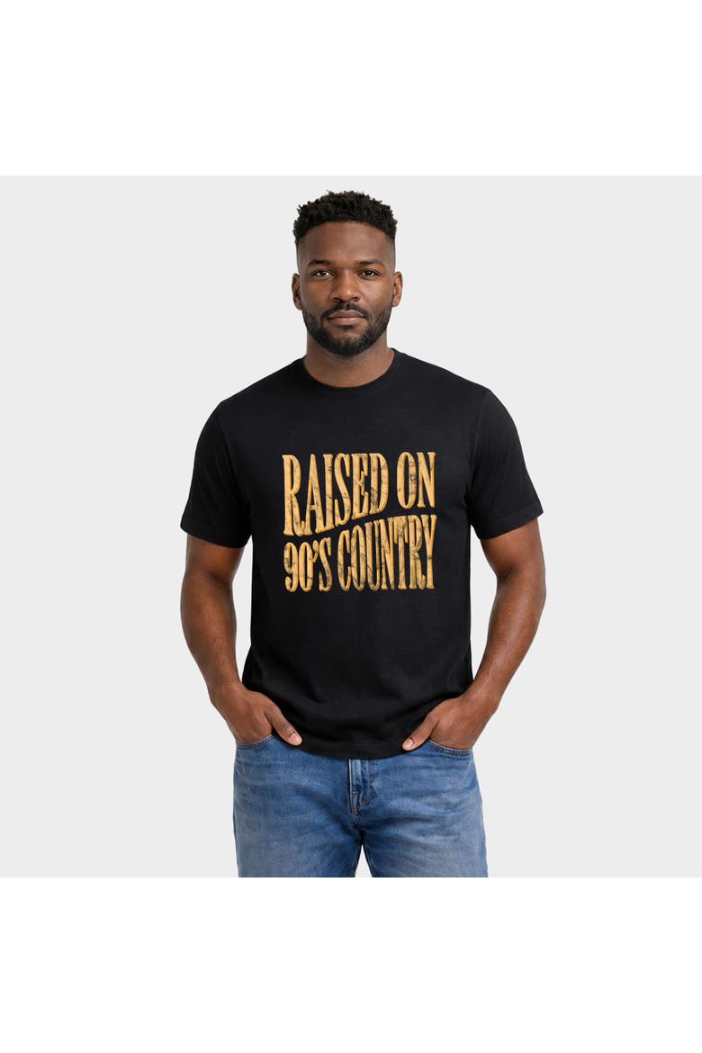 Raised on 90s Country Distressed Garment Dyed T-Shirt, Alternate, color, Black