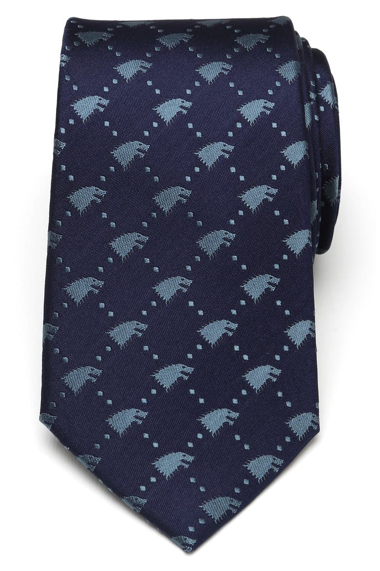 Stark Direwolf Silk Tie, Main, color, NAVY