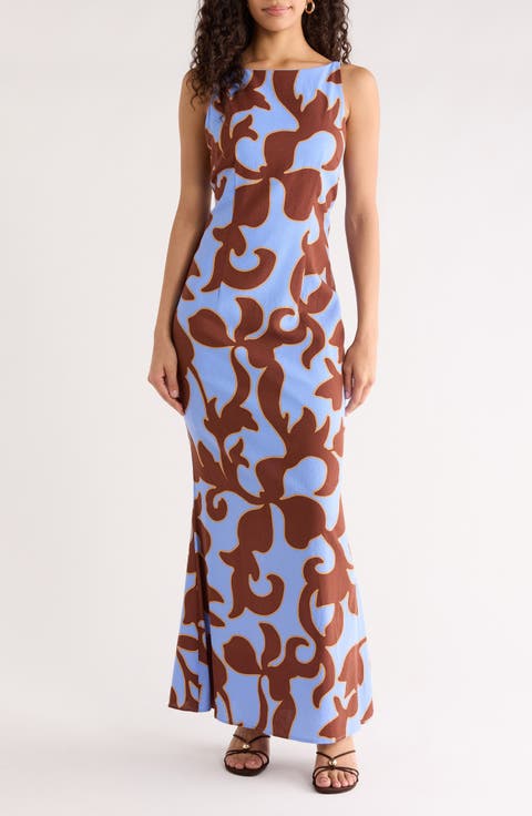 Briley Abstract Print Mizie Open Back Maxi Dress