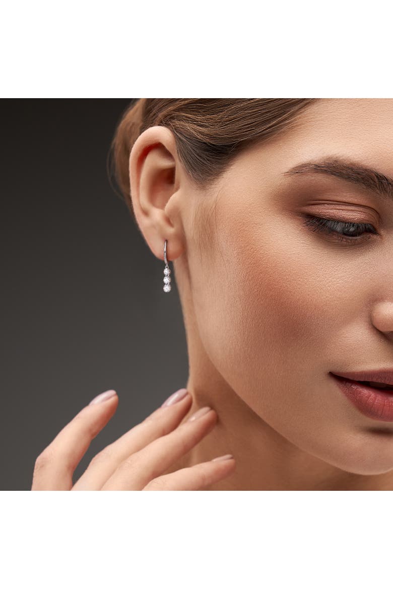 Lab-Grown Diamond 3-Stone Drop Earrings, Alternate, color, Sterling Silver