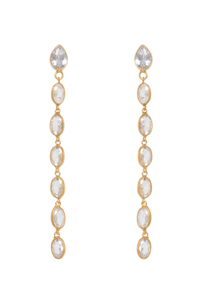 Oval Crystal Framed Long Drops, Main, color, Gold